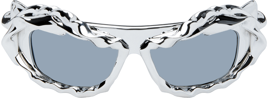 Shop Ottolinger Ssense Exclusive Silver Twisted Sunglasses In Silver Silver