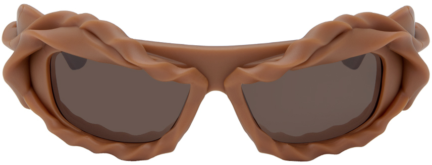 Shop Ottolinger Ssense Exclusive Brown Twisted Sunglasses In Brown/brown Lens