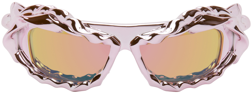 Shop Ottolinger Pink Twisted Sunglasses In Metallic Rose