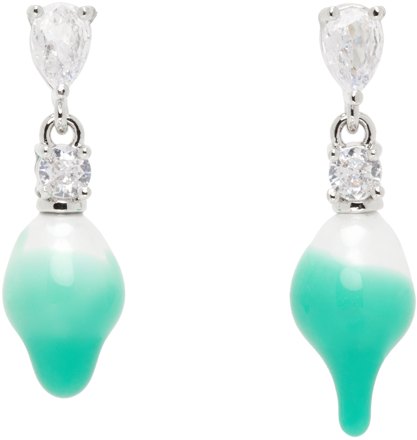Ottolinger Silver & Green Pearl Dip Earrings