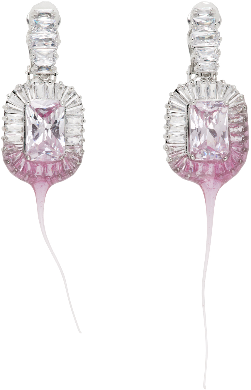 SSENSE Exclusive Pink Diamond Dip Clip Earrings