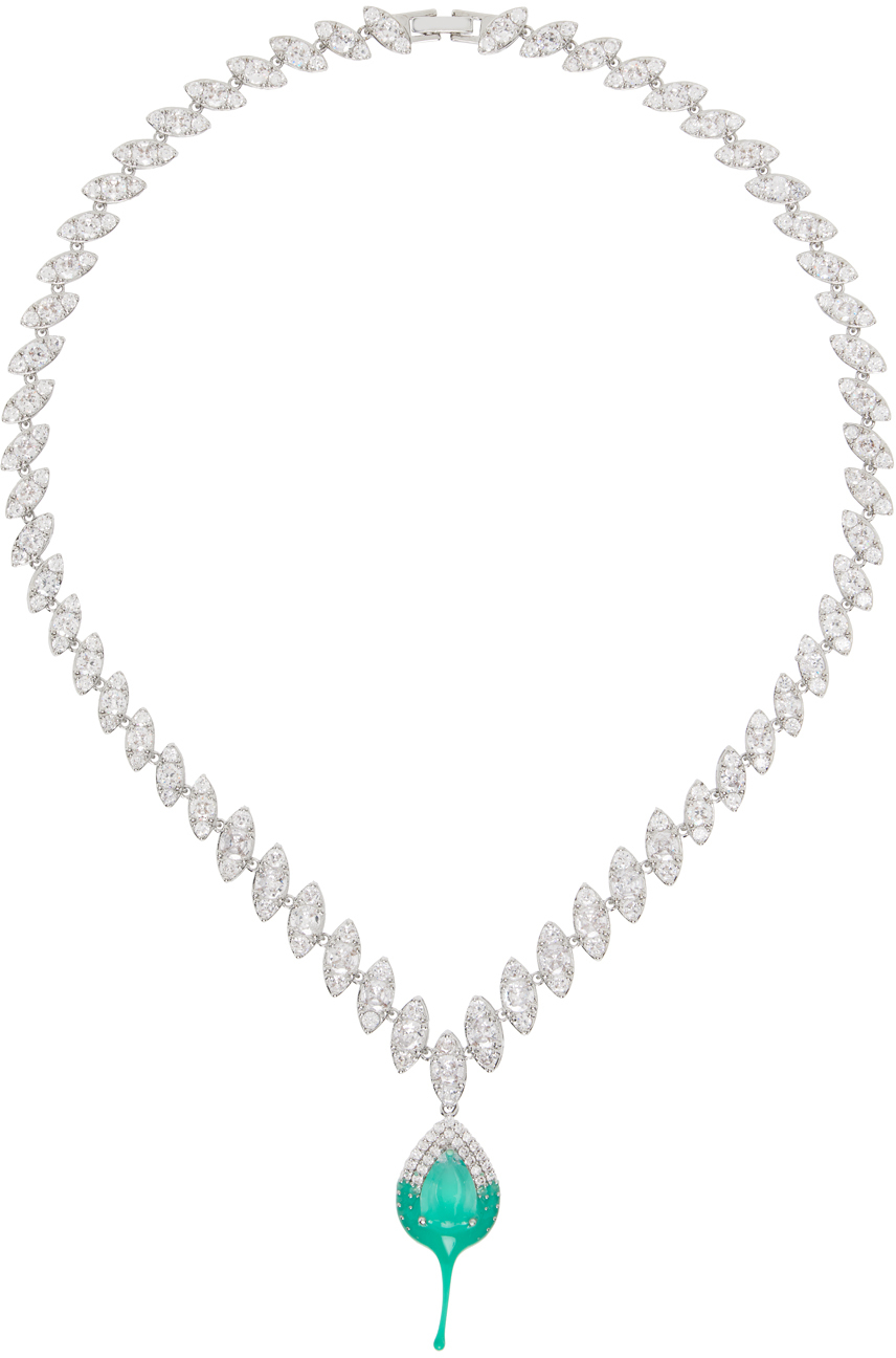 Ottolinger Silver & Green Diamond Dip Necklace