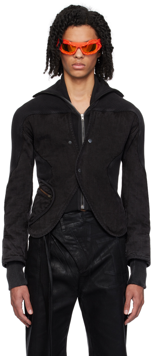 Ottolinger Black Silhouette Denim Jacket In Black Wash