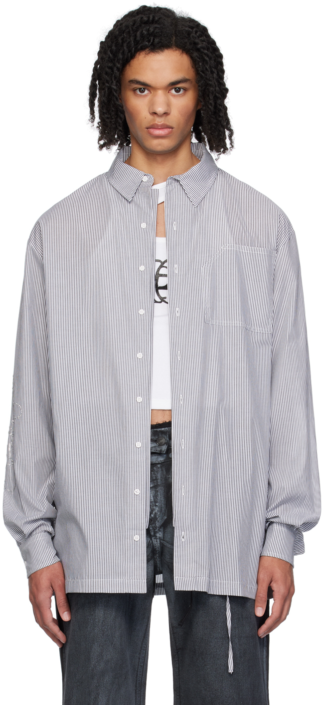 Ottolinger Grey Oversized Shirt In Grey/white Stripe