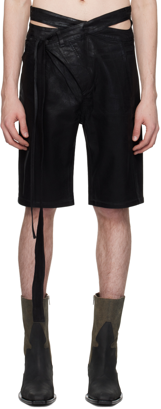 Shop Ottolinger Ssense Exclusive Black Signature Wrap Denim Shorts