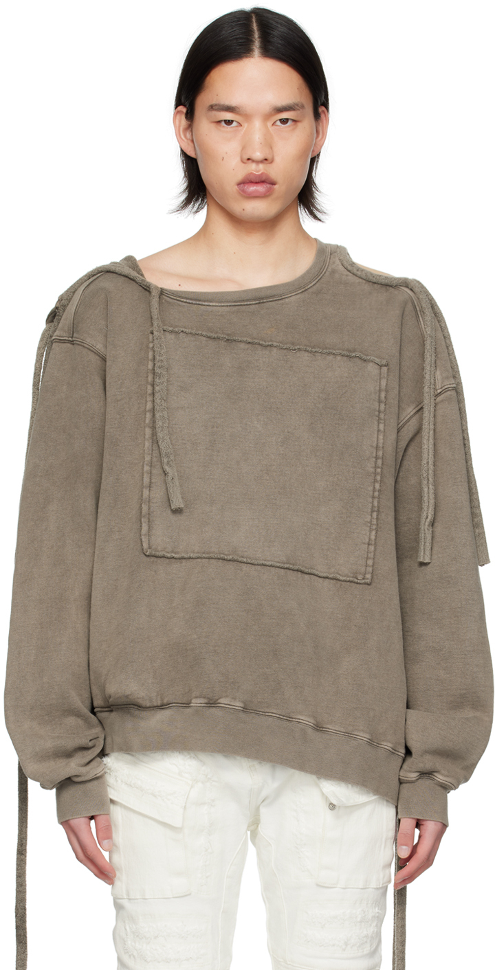 Brown Deconstructed Cut-Out Hoodie