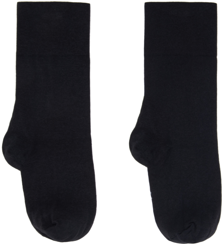Shop Wolford Black Cotton Velvet Socks In 7005 Black