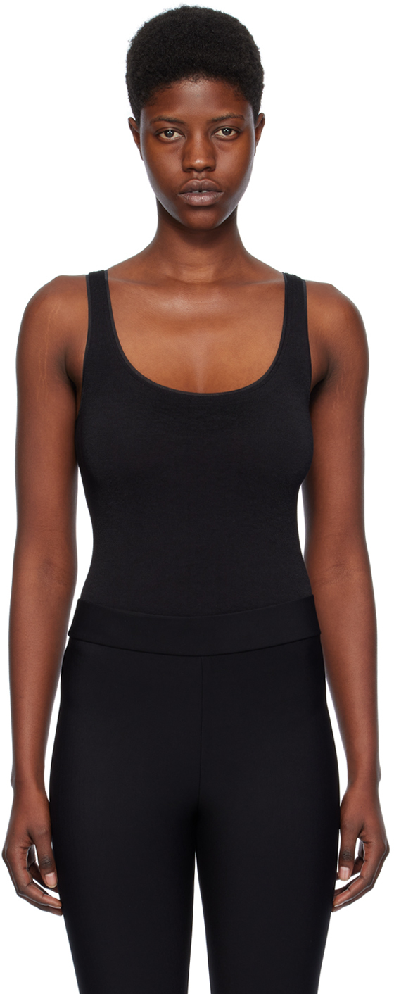 WOLFORD MEMPHIS STRING BODY, Black Women's Lingerie Bodysuit