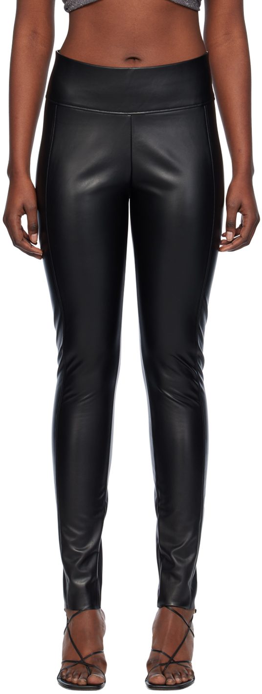 $224 Wolford Women's Black Solid Perfect Fit Stretch Pull-on Leggings Size  L