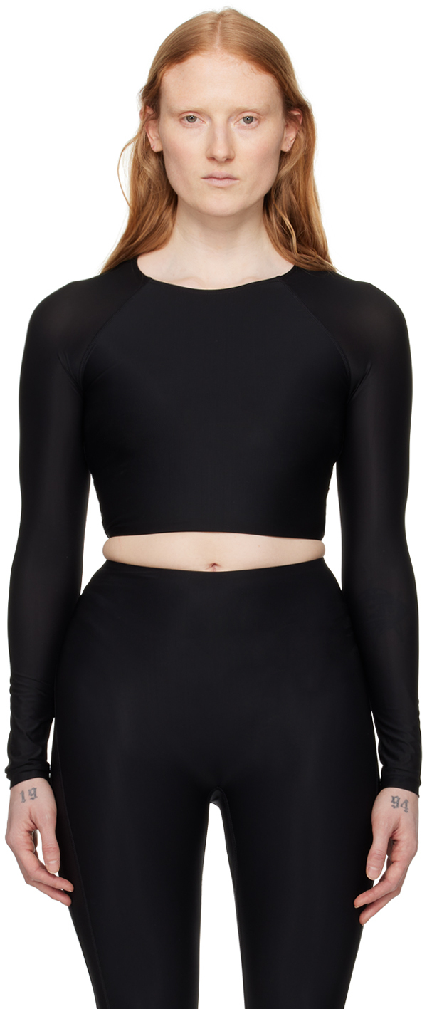 Shop Wolford Black Active Flow Top In 7005 Black