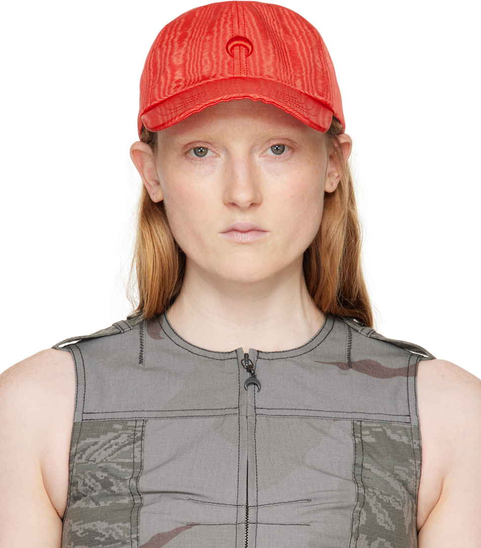 Shop Marine Serre Red Regenerated Moire Baseball Cap In Rd10 Red