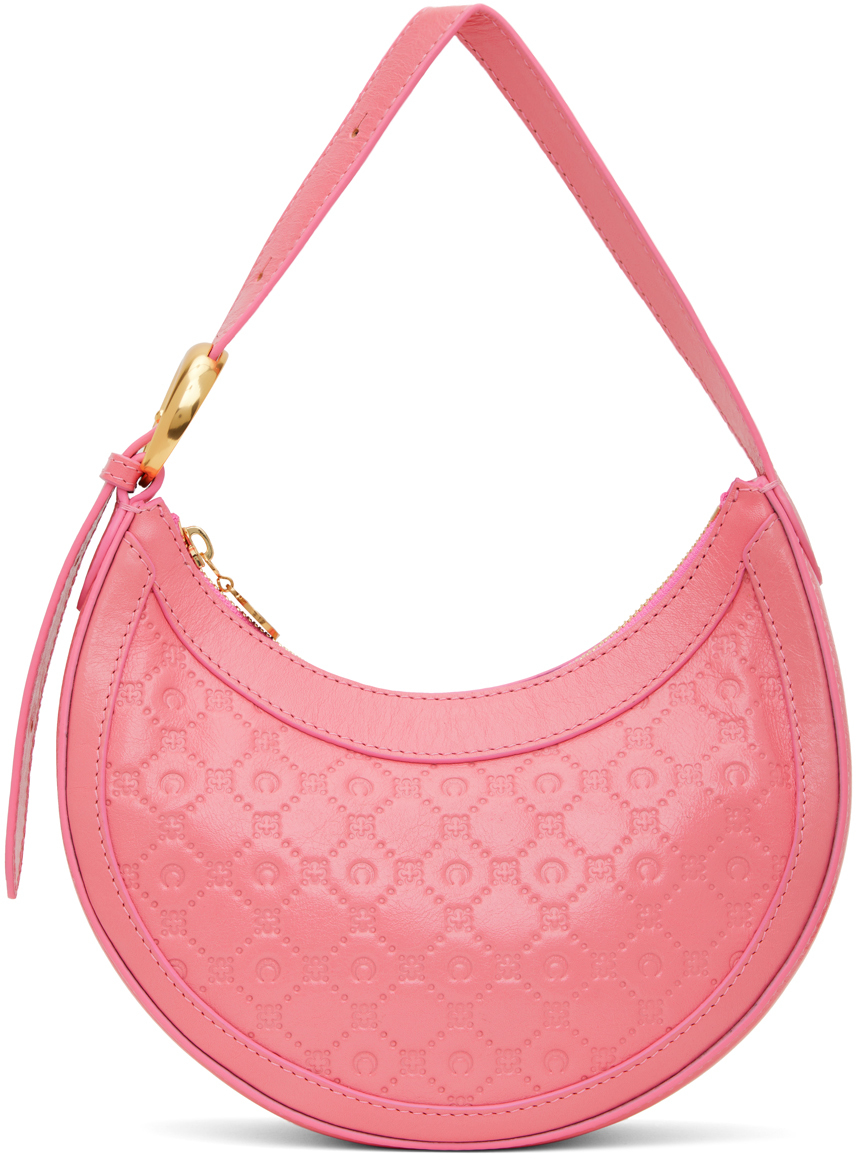 Shop Marine Serre Pink Embossed Leather Mini Eclips Bag In Pk30 Pink