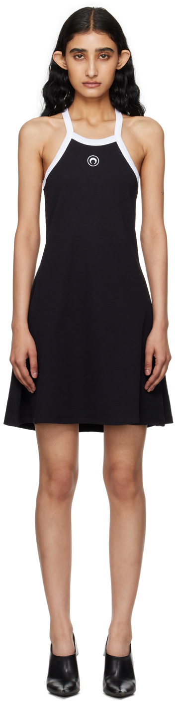 ワンピース MARINE SERRE Black Stretch Cotton Mini Dress 24671353_54790531_600.jpg