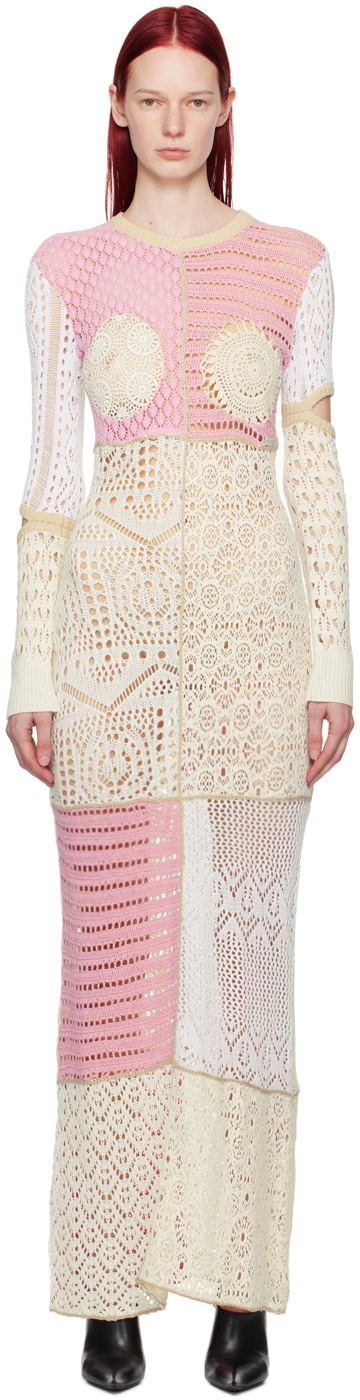 ワンピース Marine Serre Regenerated Crochet Midi Dress Beige & Pink Regenerated Maxi Dress by Marine Serre on Sale