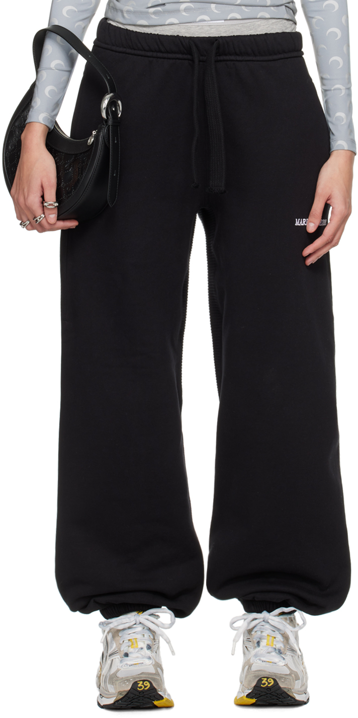 Shop Marine Serre Black Drawstring Lounge Pants In Bk99 Black