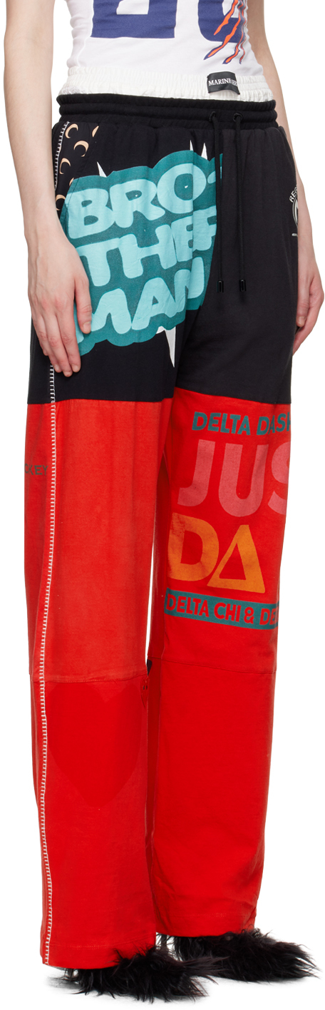 Shop Marine Serre Red & Black Regenerated Graphic Lounge Pants In Rd10 Red
