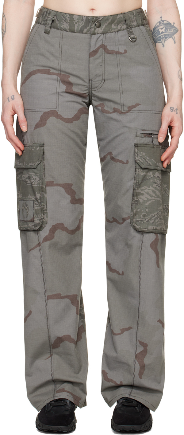 Shop Marine Serre Gray Regenerated Camo Trousers In Gr90 Dark Grey