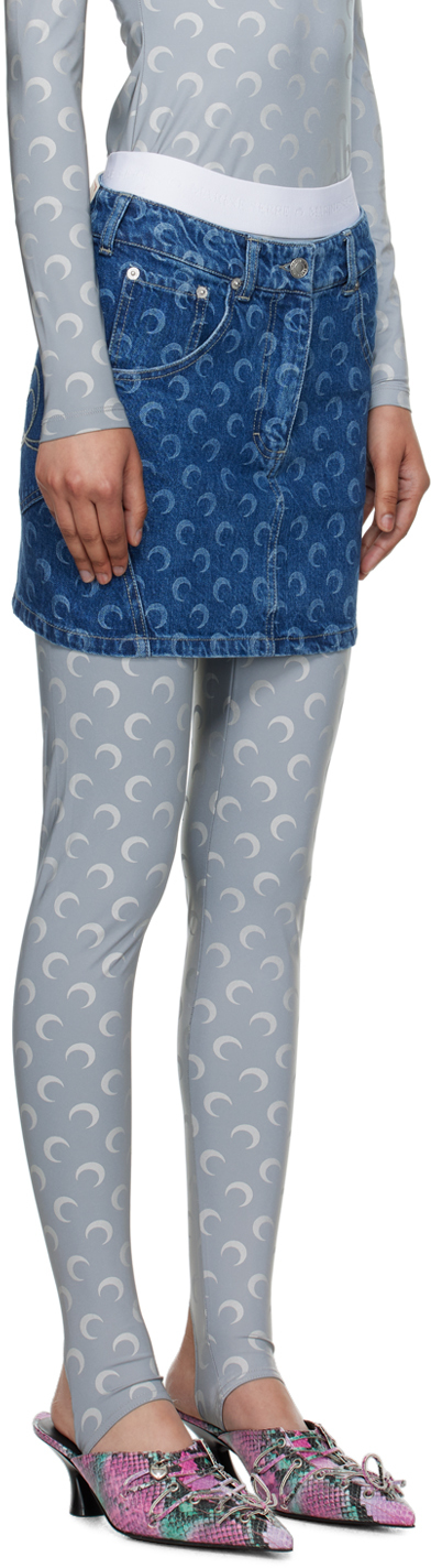 Marine Serre Blue Deadstock Denim Miniskirt In Bl50 Blue
