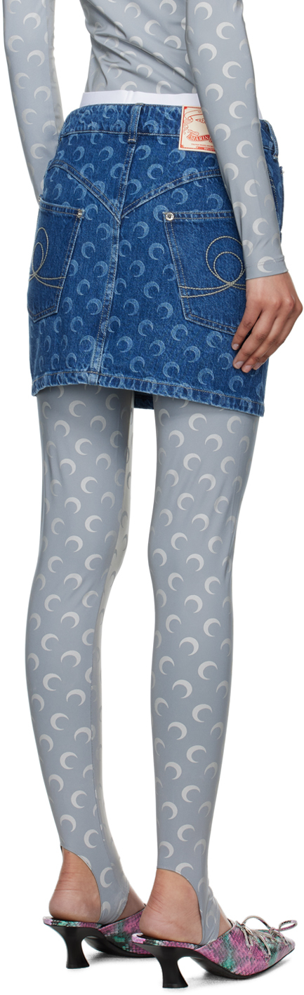 Marine Serre Blue Deadstock Denim Miniskirt In Bl50 Blue