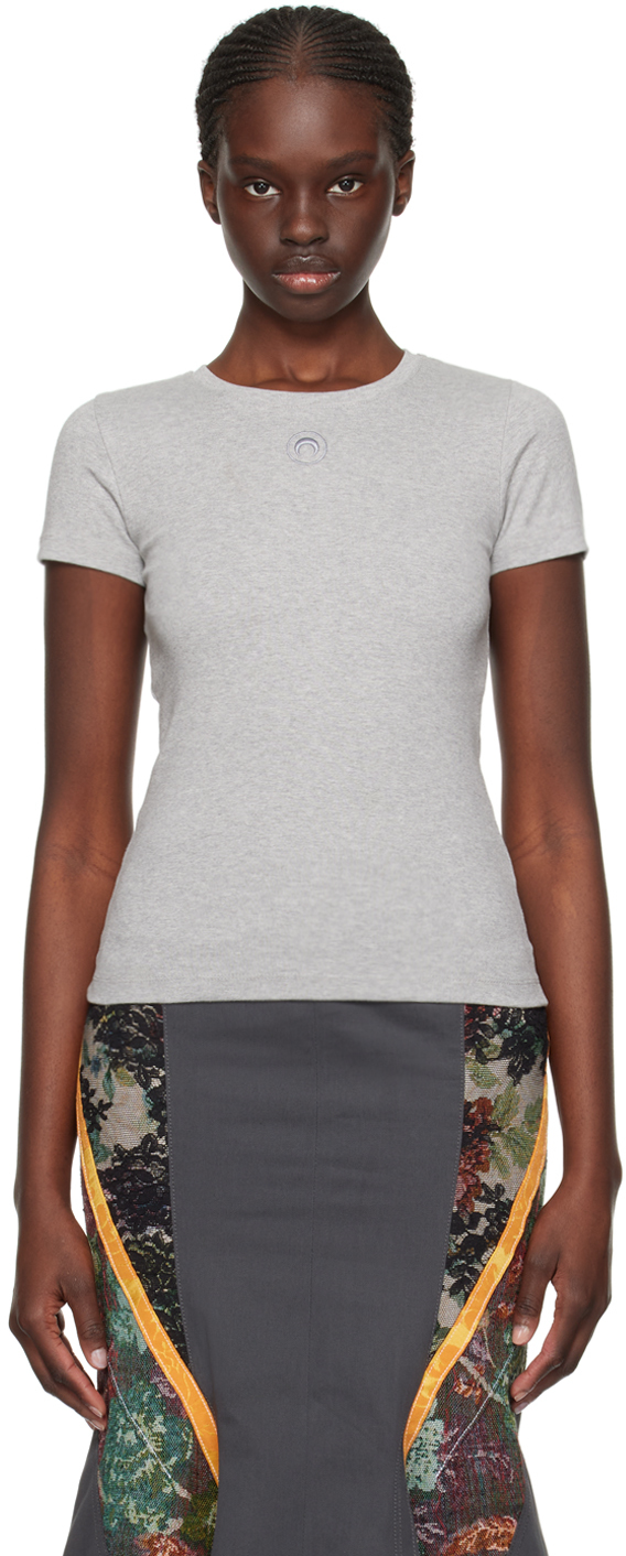 Shop Marine Serre Gray Rib T-shirt In Gr50 Grey