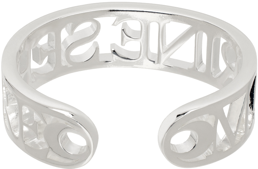 Marine Serre Silver Insert Bangle Bracelet In Mt10