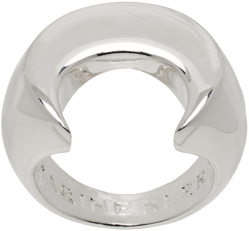 Marine Serre Silver Regenerated Brass Moon Ring In Mt10