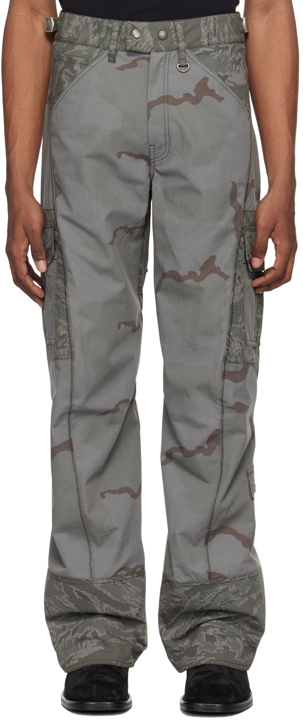 Marine Serre Gray Regenerated Cargo Pants In Gr90 Dark Grey