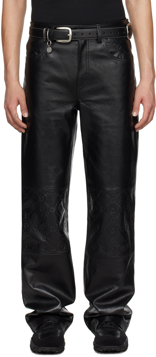 Black Embossed Leather Pants
