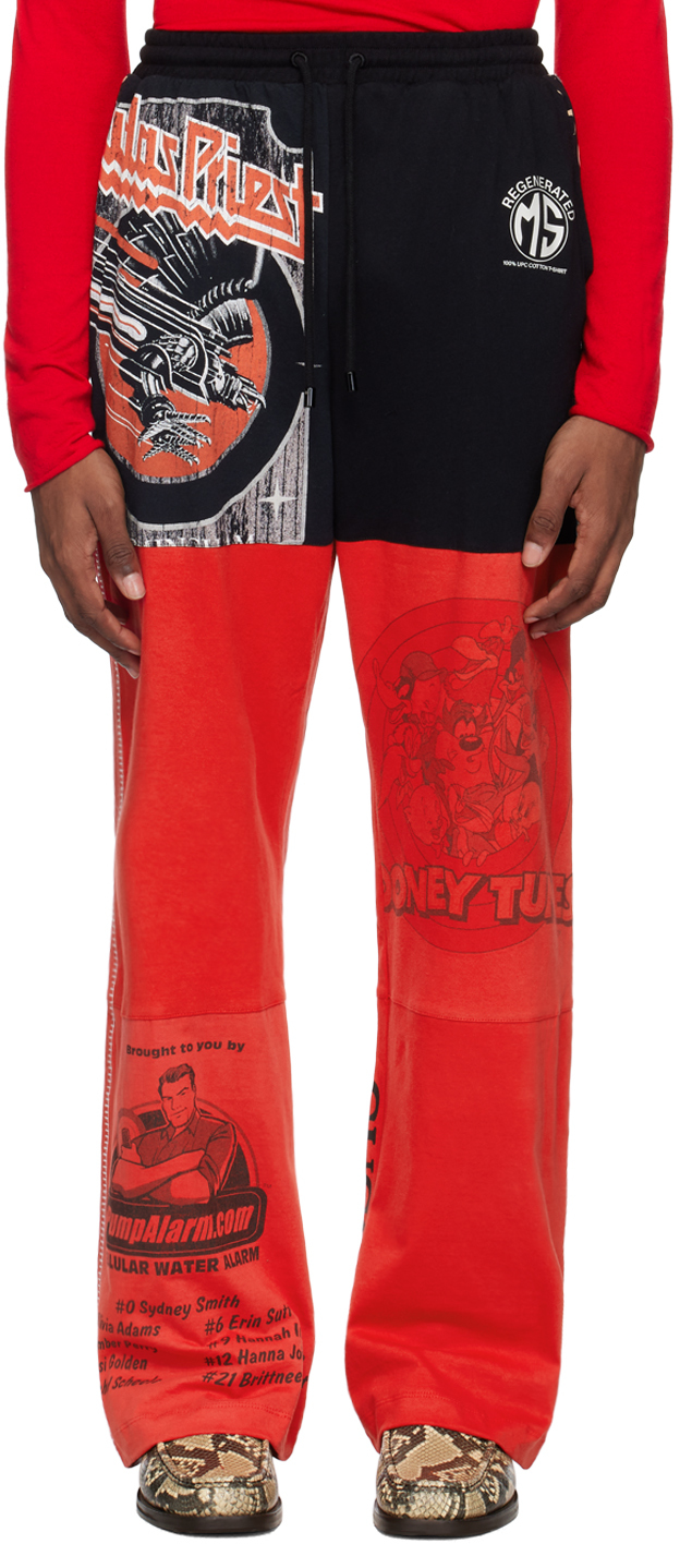 Marine Serre Red & Black Regenerated Graphic Sweatpants In Rd10 Red
