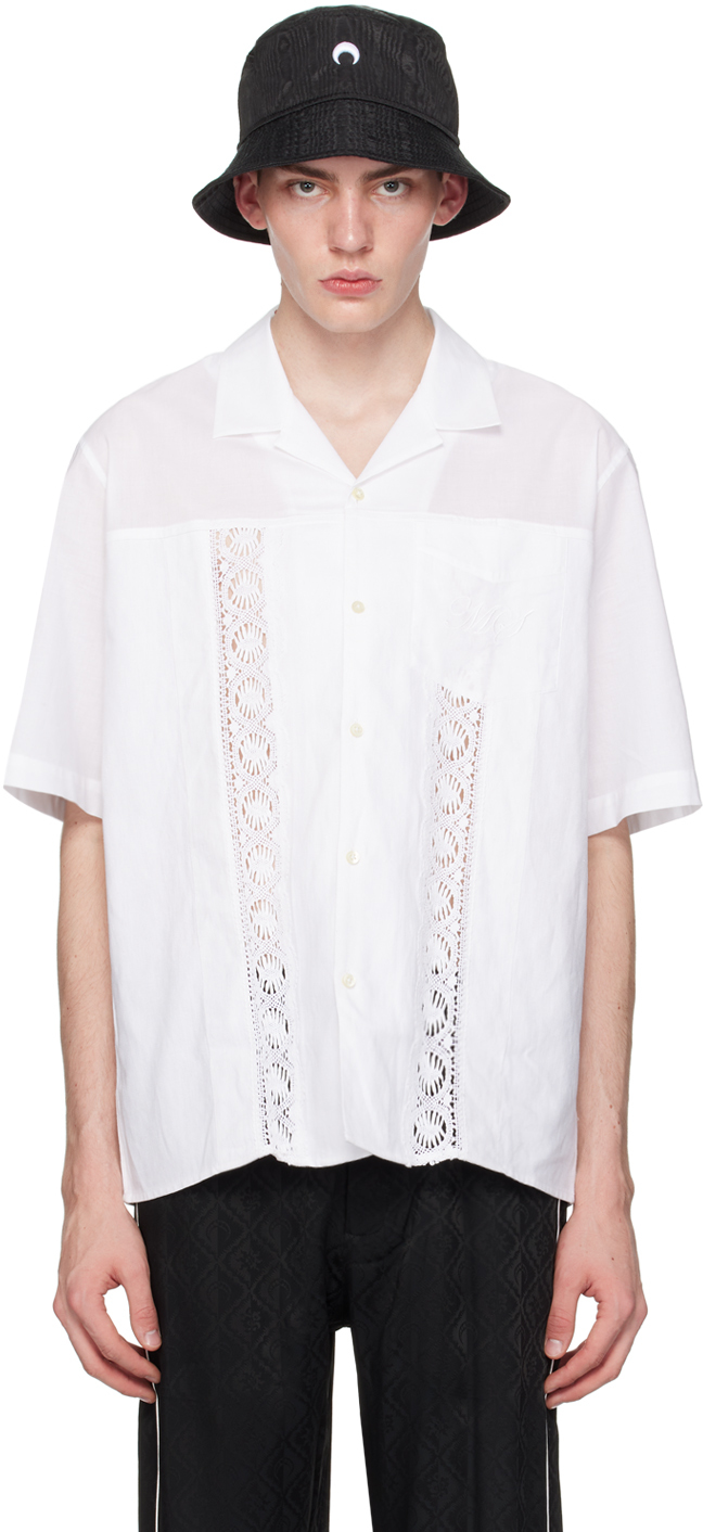 Shop Marine Serre White Regenerated Household Shirt In Wh10 White