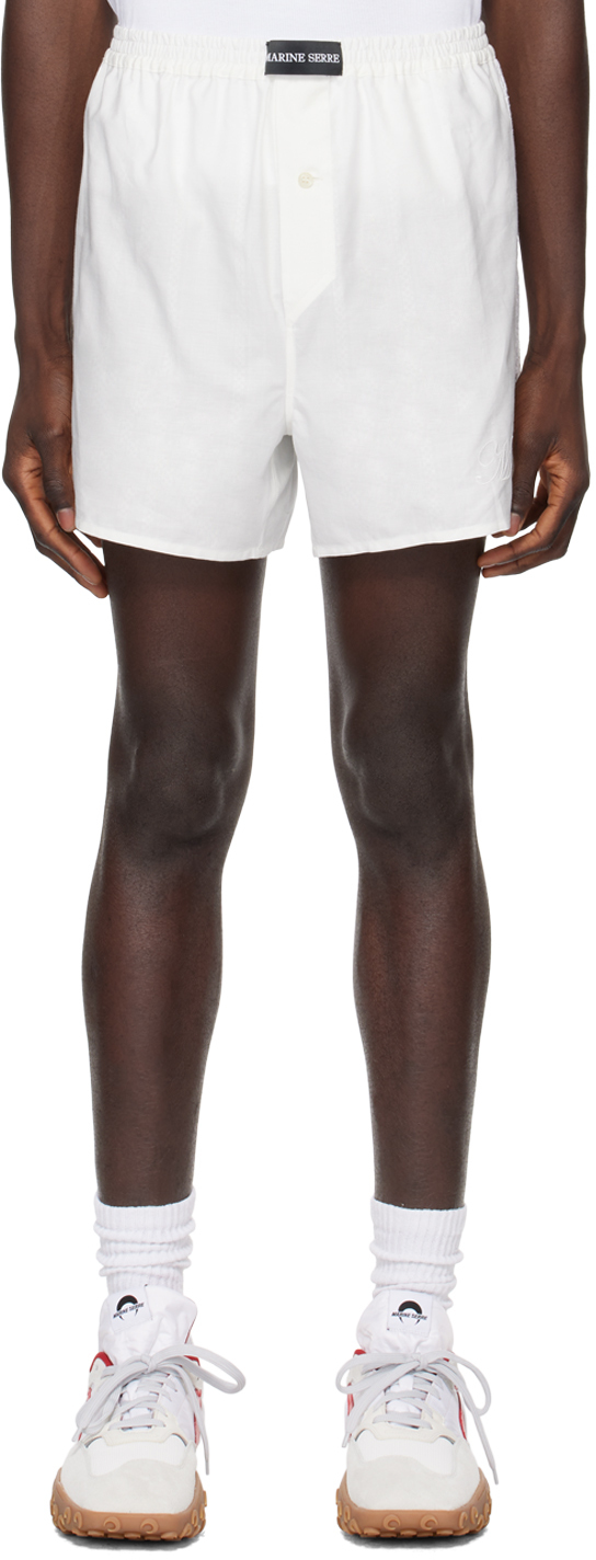 Shop Marine Serre White Household Shorts In Wh10 White