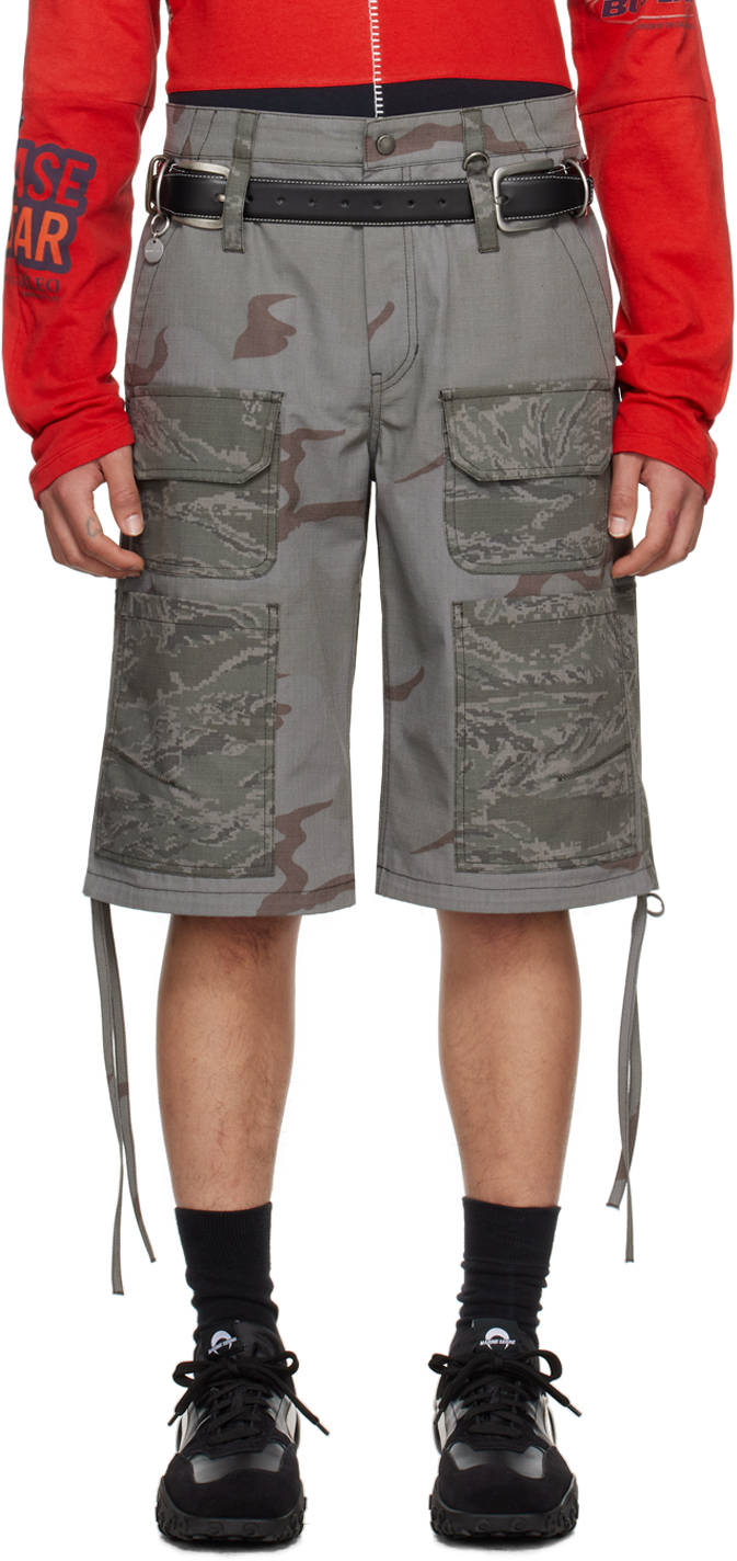 Shop Marine Serre Gray Camo Shorts In Gr90 Dark Grey