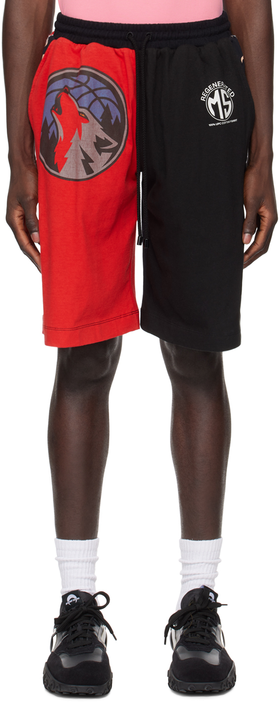 Shop Marine Serre Red & Black Graphic Shorts In Rd10 Red