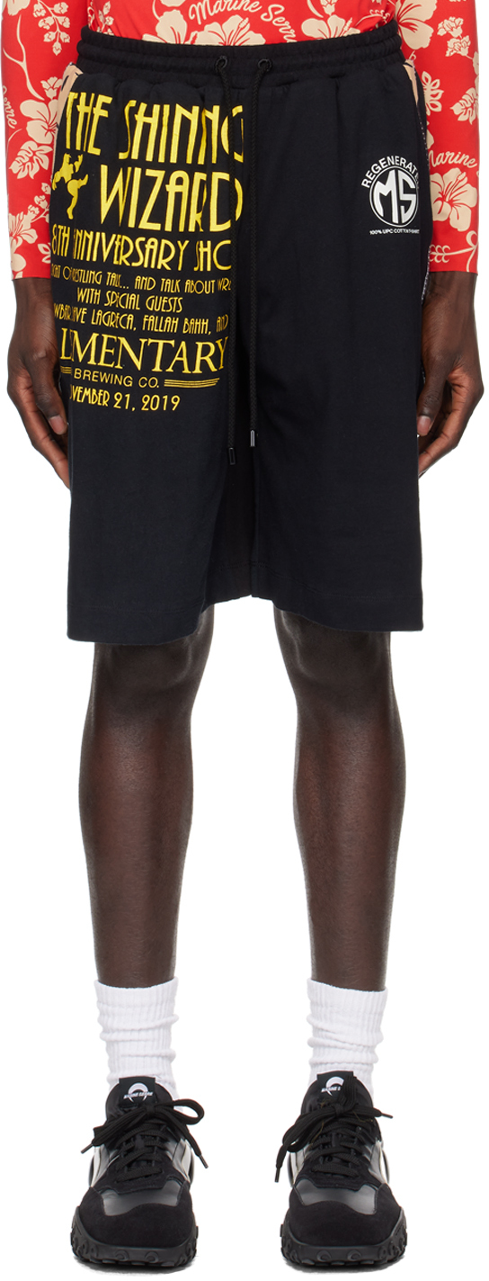 Shop Marine Serre Black Regenerated T-shirt Shorts In Bk99 Black