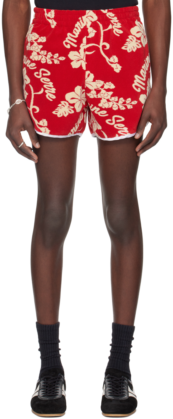 Shop Marine Serre Red Towel Shorts In Rd10 Red