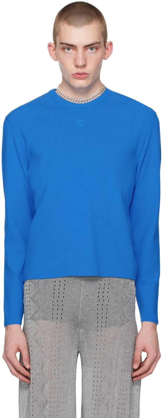 Shop Marine Serre Blue Core Knit Sweater In Bl45 Azur