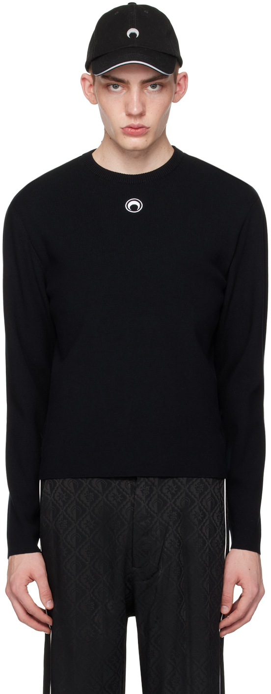 Shop Marine Serre Black Core Knit Sweater In Bk99 Black
