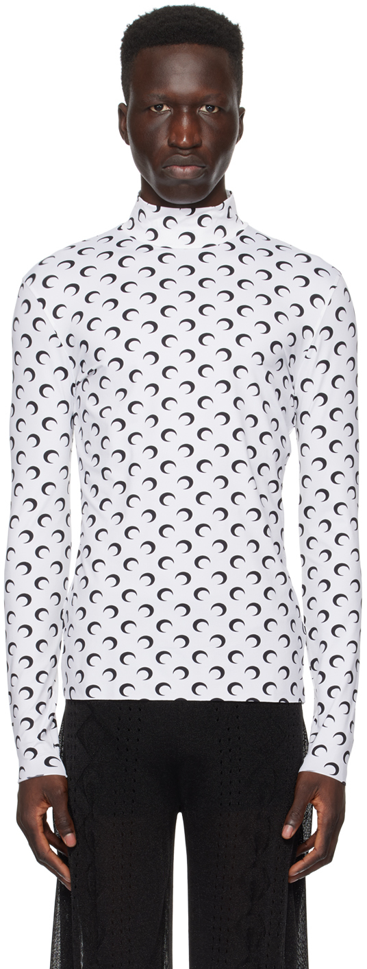 Shop Marine Serre White All Over Moon Turtleneck In Wh00 Optical White