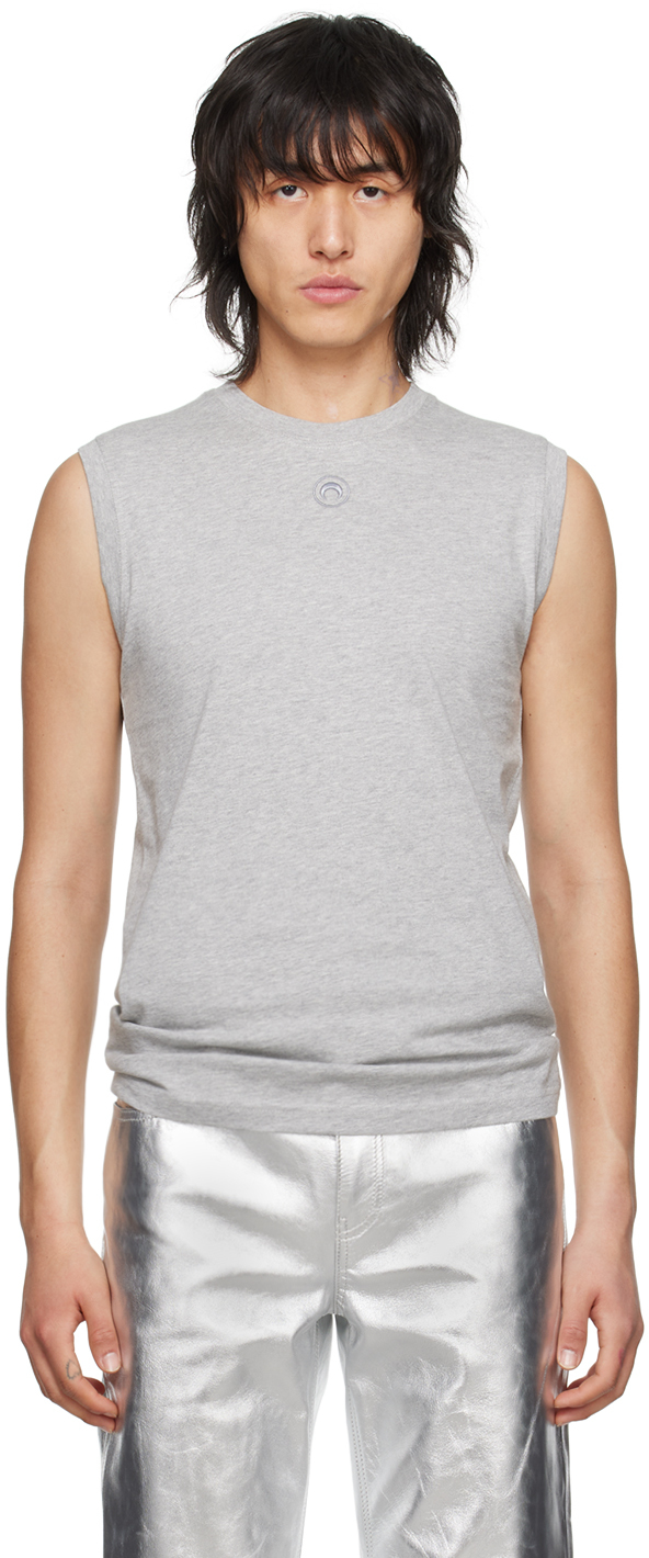 Marine Serre Gray Sleeveless T-shirt In Gr50 Grey