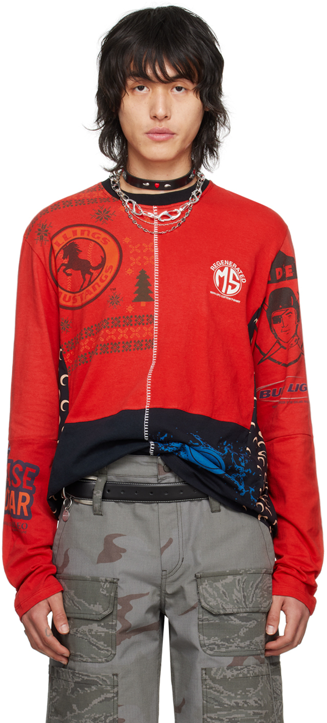 Marine Serre Red Graphic Long Sleeve T-shirt In Rd10 Red