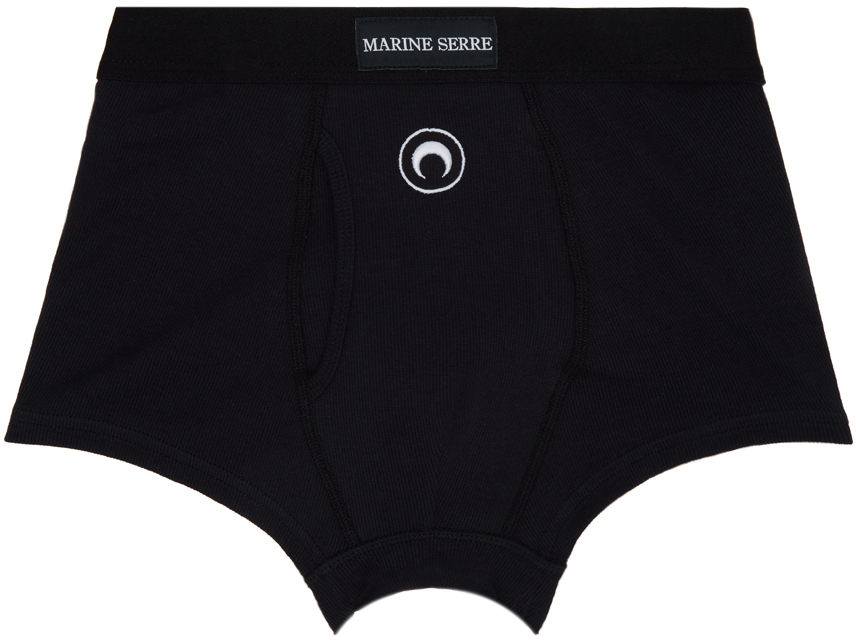 Shop Marine Serre Black Embroidered Briefs In Bk99 Black