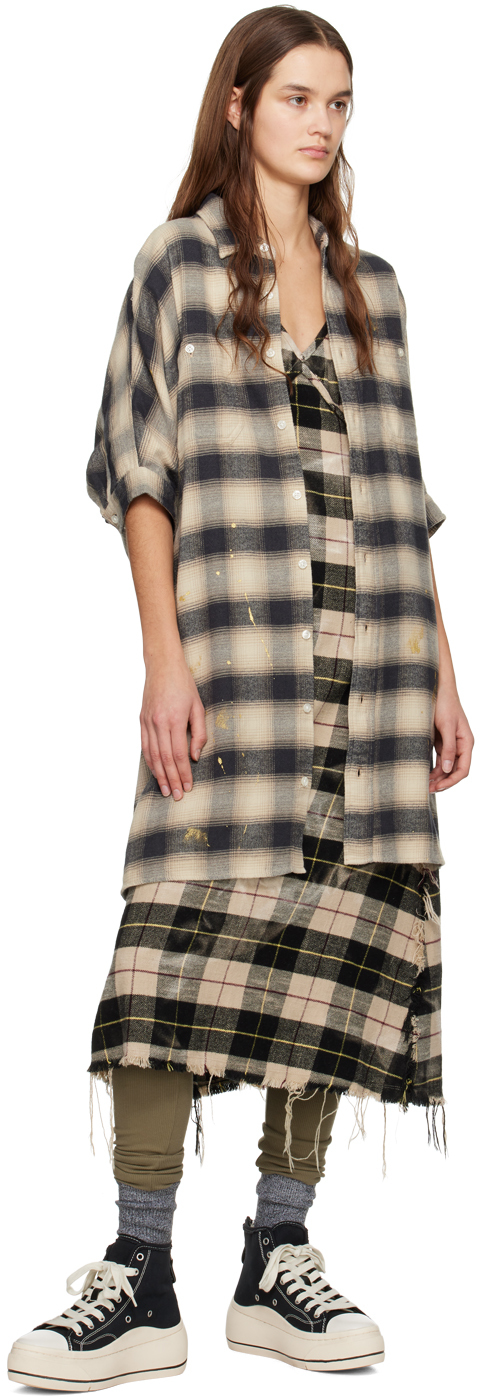 R13 SSENSE Exclusive Black & Beige Grunge Midi Dress | Smart Closet