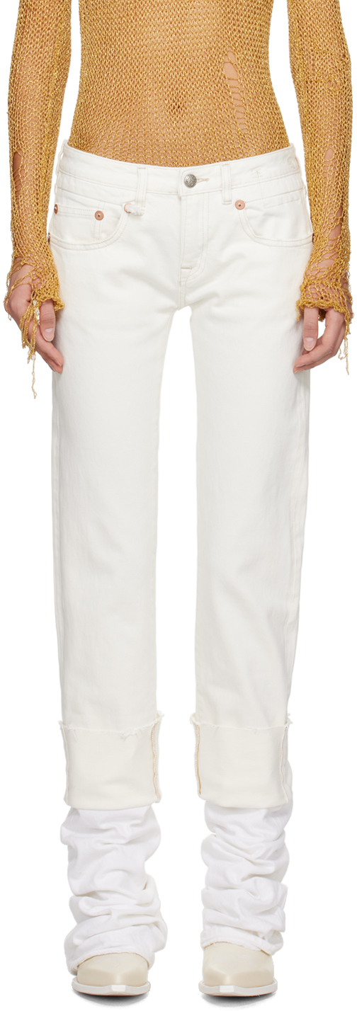 White cheap cuffed jeans