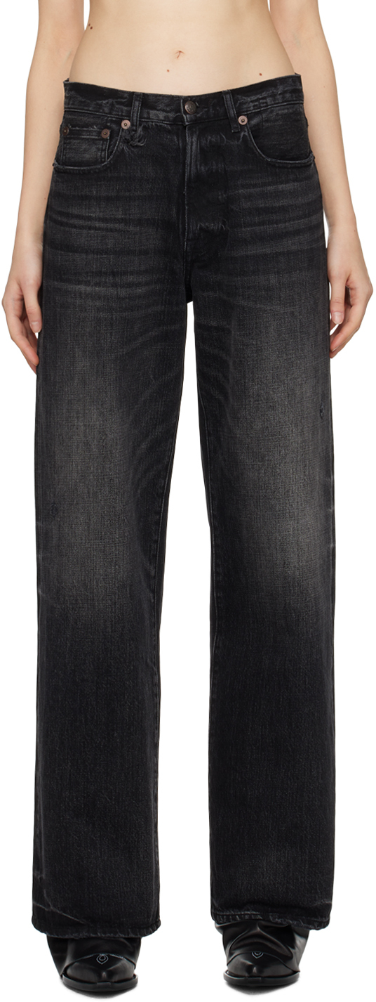 R13 Black D'arcy Loose Jeans In Eton Black Selvedge