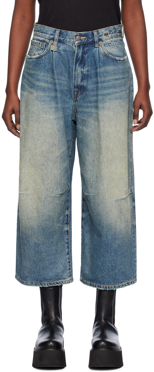 R13 Blue Cropped Jeans In Clinton Blue
