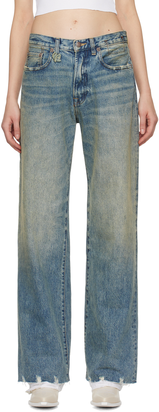 Shop R13 Blue D'arcy Loose Jeans In Clinton Blue