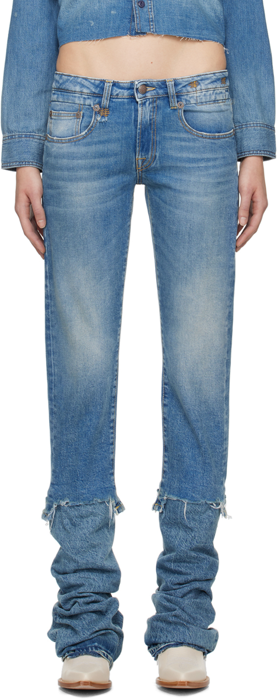 Y. Project Navy Extra Long Fold Jeans in Blue for Men