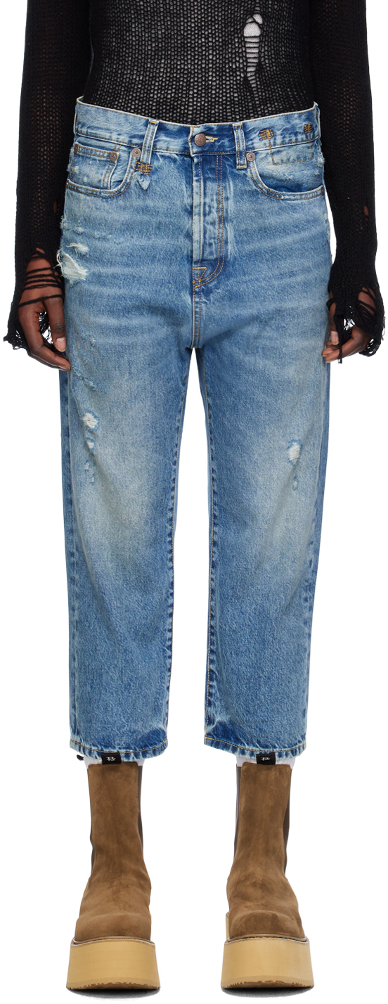 R13 Blue Tailored Drop Jeans SSENSE