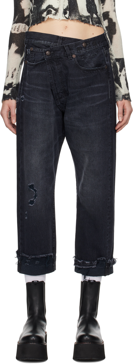R13 Black Crossover Jeans In Jake Black