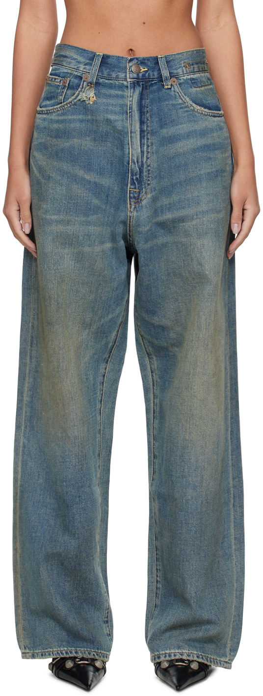 Shop R13 Blue Venti Jeans In Weber Linen Indigo